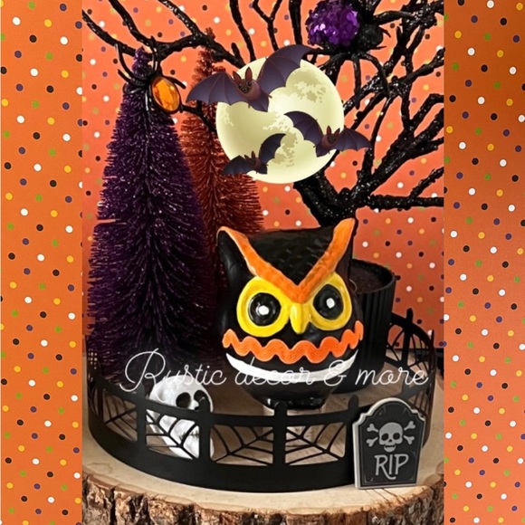 Halloween Spooky Ceramic Owl For Your Tier Trays Set of 2 - Picture 1 of 1